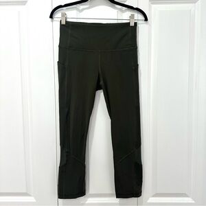 Lululemon Dark Olive Pace Rival High Rise Crop 22” Size 4